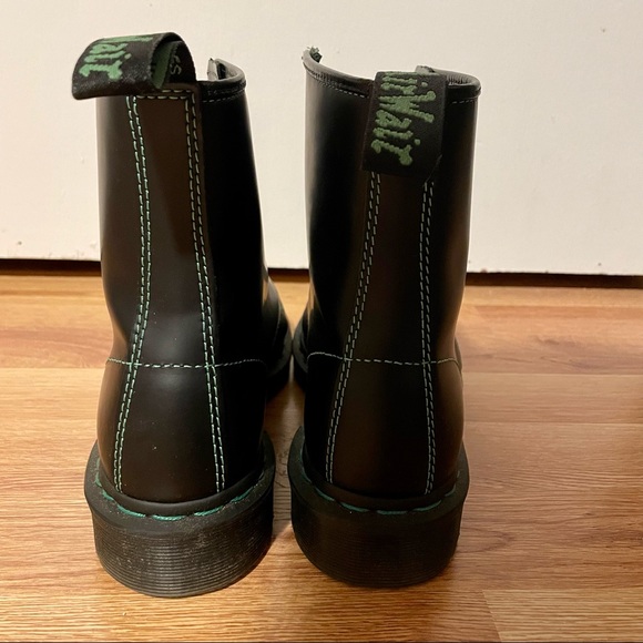 Dr. Martens 1460 Contrast Stitch Green Boots 8 - Picture 3 of 6